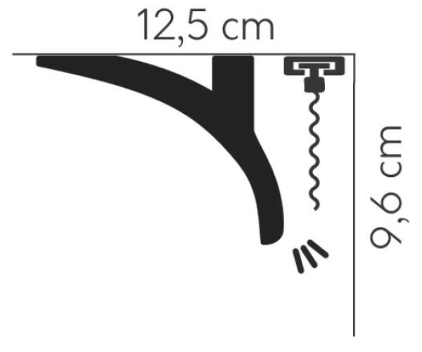 Licht 011 P   12,5x9,6cm Stuckleiste für LED Licht und auch als Gardinenblende
